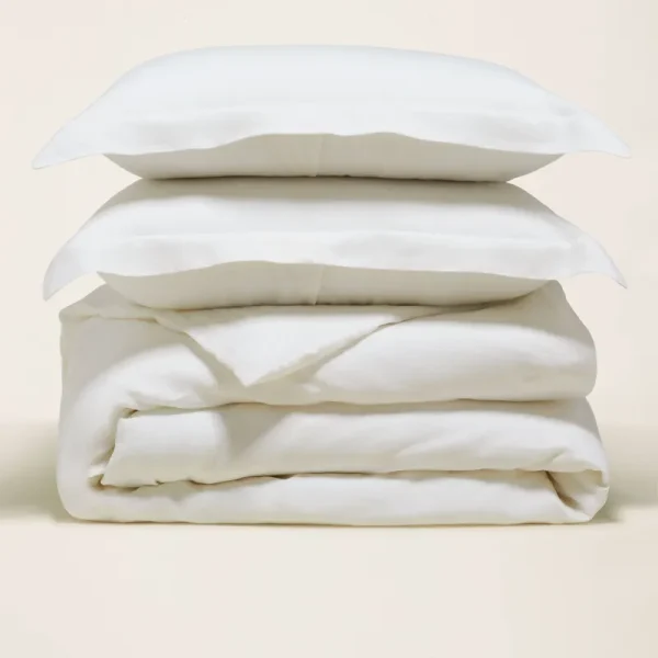 Twin / Twin XL White Organic European Flax Linen Duvet Set | Italic