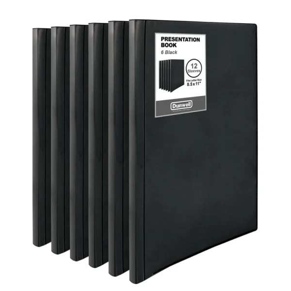 Dunwell Binder with Plastic Sleeves 12-Pocket (6 Pack, Black) - Presentation Book, 8.5 x 11 Portfolio Folder with Clear Sheet Protectors, Displays