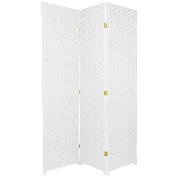 6 Ft. Tall Woven Fiber Room Divider - 3 Panel - White