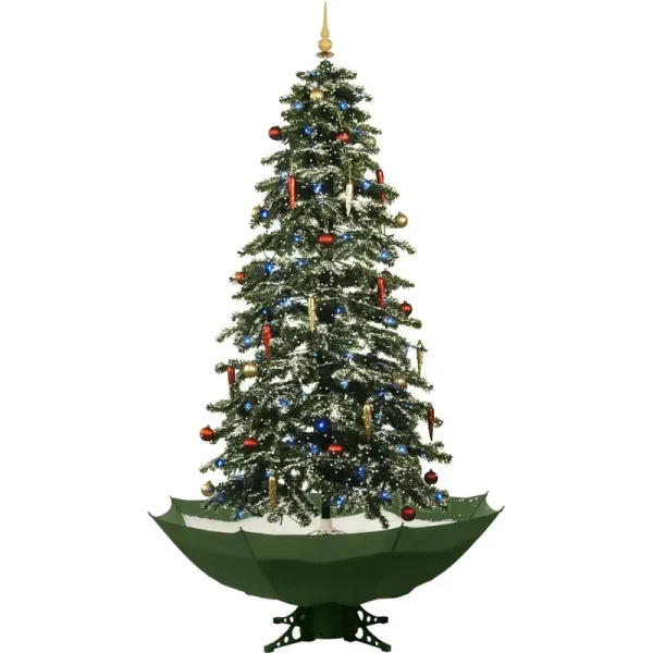 Fraser Hill Farm 67" Snowing Musical Christmas Tree with Green Base and Snow Function