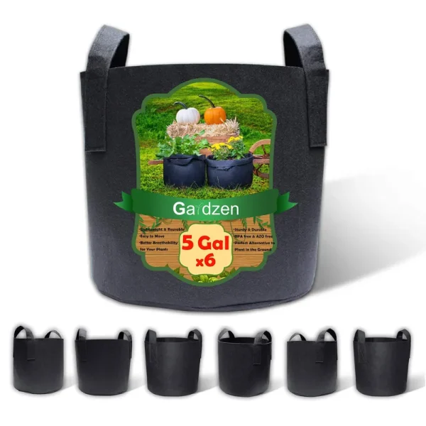 Gardzen 6-Pack 5 Gallon Grow Bags BPA Free Aeration Fabric Pots with Handles