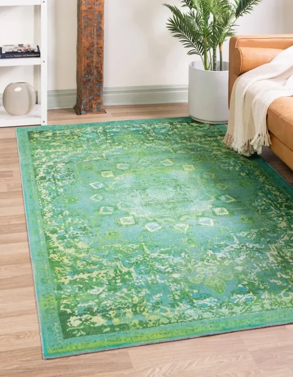 Unique Loom Wasahable Renaissance 5x8 Green Floral Area Rug