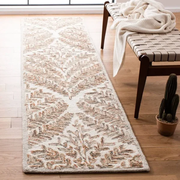 Andresky Ikat Handmade Tufted Wool Ivory/Brown Area Rug Winston Porter Rug Size: Runner 2'3