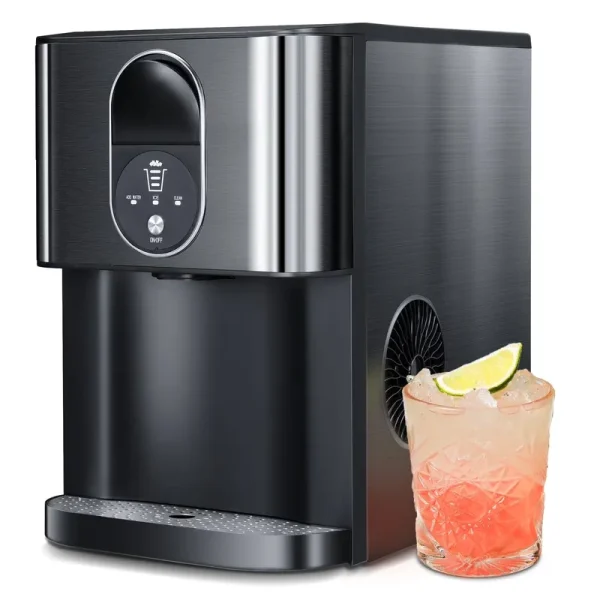 Moifoi Nugget Ice Maker, Culb in 6mins, 44 lb/24 H, Auto - Cleaning Portable Ice Machine with Basket & Scoop, Black