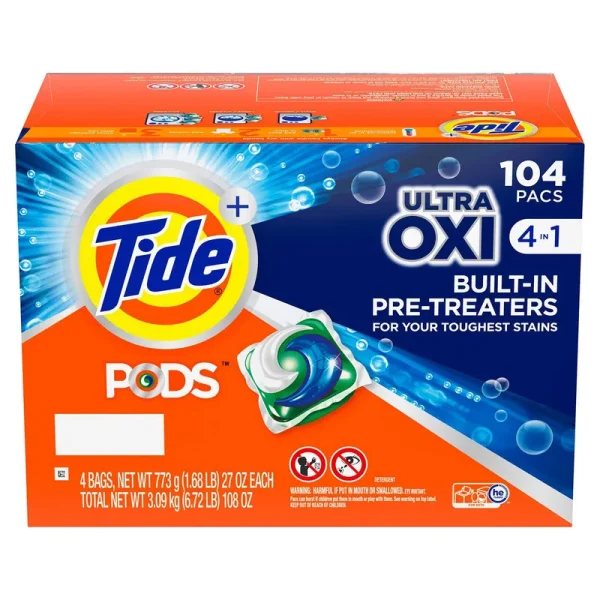 Tide Pods Ultra OXI Liquid Detergent Pacs - 104 ct