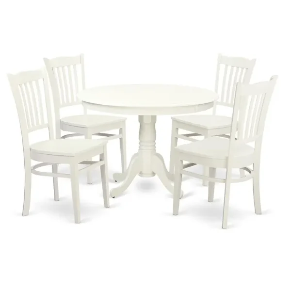 East West Furniture Antique 5 - Piece Wood Kitchen Table Set in Linen White