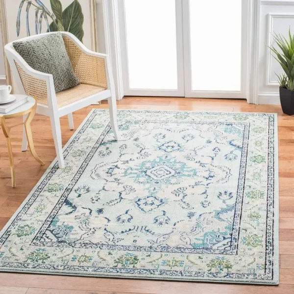 Blakesburg Oriental Light Blue/Ivory/Green Area Rug Bungalow Rose Rug Size: Rectangle 6'7" x 9'2"