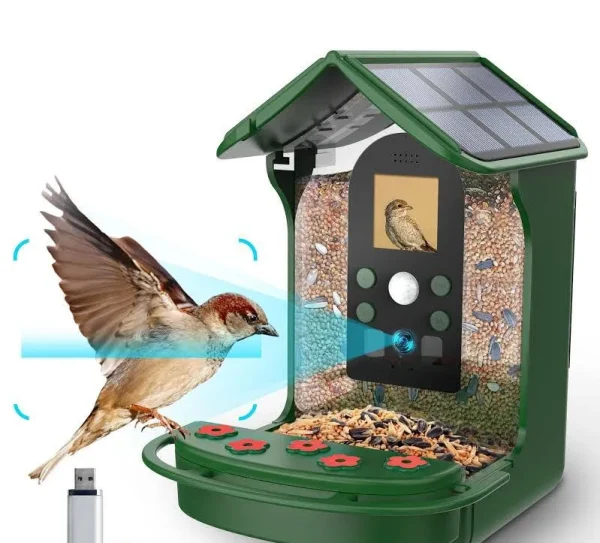 Bird Feeder with Camera Solar Powered, 1080p HD Smart Bird Feeder Camera Auto Capture Bird Videos & Motion Detection, Color Night Vision Video Bird