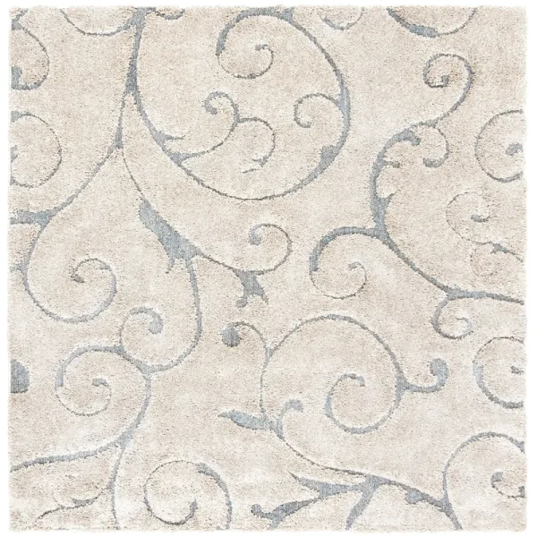 Safavieh Florida Shag SG455 6'7" x 6'7" Square Area Rug - Cream/Light Blue