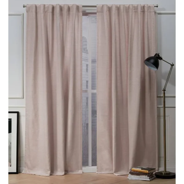 Nicole Miller Mellow Slub Textured Hidden Tab Top 54" x 96" Curtain Panel Pair - Pink