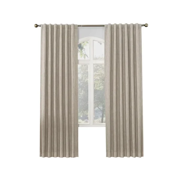 Allen + Roth 84-in Linen Room Darkening Thermal Lined Back Tab Single Curtain Panel in Off-White | 51461