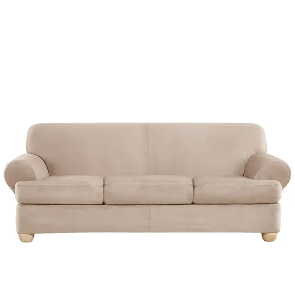 Sure Fit Ultimate Heavyweight Stretch Suede Sofa Slipcover, Cement Grey