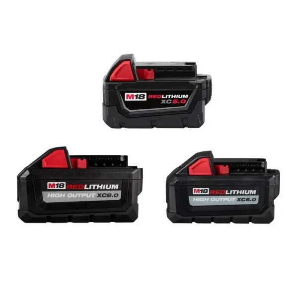 Milwaukee M18 18-Volt 5.0 Ah Lithium-Ion XC Extended Capacity Battery Pack with 6.0Ah and 8.0Ah Batteries (3-pack)