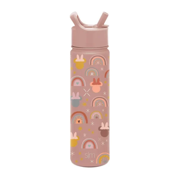 Simple Modern Disney Water Bottle with Straw Lid Vacuum Insulated Stainless Steel Thermos | Leak Proof Flask, Travel | 22oz Minnie Mouse Mauve
