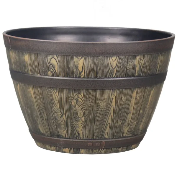 Better Homes & Gardens 20 inch Rustic Whiskey Barrel Planter, Brown