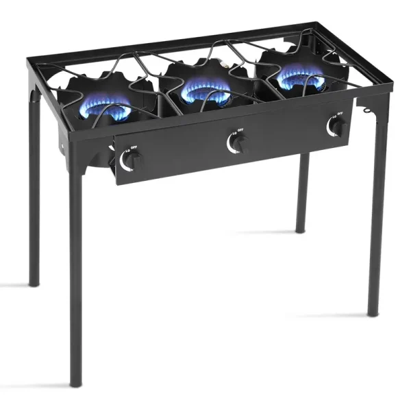 Goplus Portable Propane 225, 000 - BTU 3 Burner Gas Cooker Outdoor Camp Stove BBQ