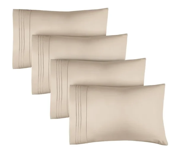 Soft Microfiber Pillowcase Set of 4 Queen in White