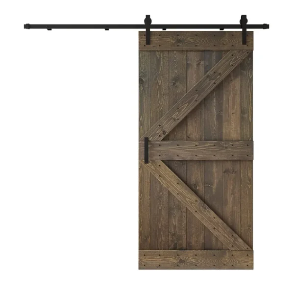 Coast Sequoia K Series 42 in x 84 in DIY Knotty Wood Sliding Barn Door with Hardware Kit (smoky Gray)
