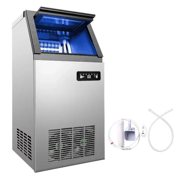 VEVOR Commercial Ice Maker, 100 Lbs/24H, Stainless Steel Under Counter Ice Machine with 29 lbs Storage Bin, 4x8 Cubes Ready in