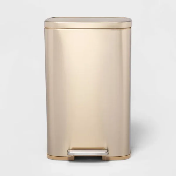 45L Rectangle Stainless Steel Step Trash Can Gold - Brightroom
