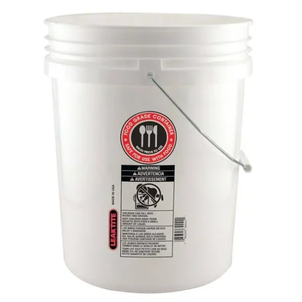 Leaktite White 5 Gal Plastic Food Safe Bucket