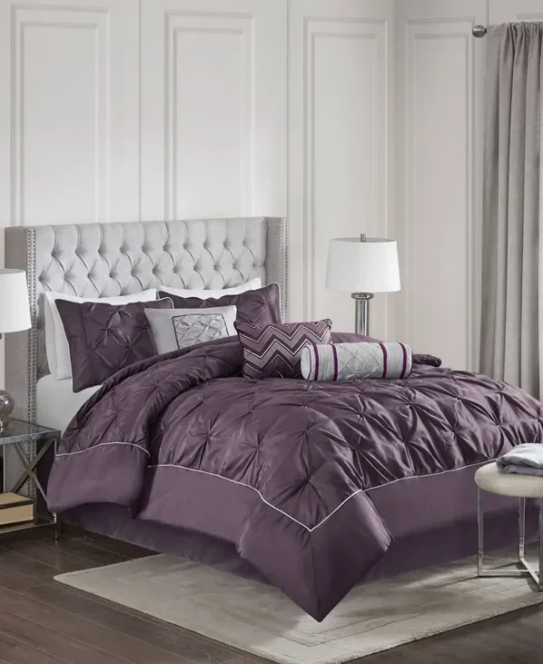 Madison Park Laurel 7 Piece Comforter Set King / Plum