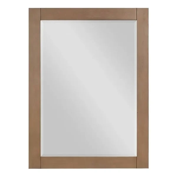 Ivy 28" Rectangular Bathroom Wood Framed Wall Mirror in Brown Pine