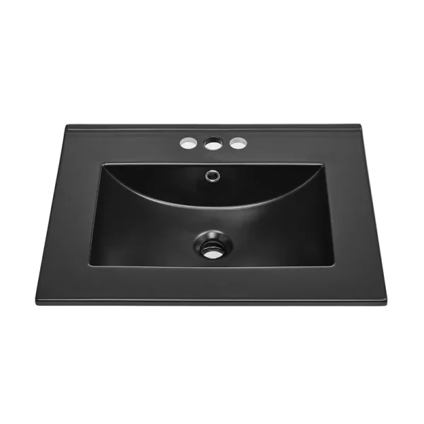 Swiss Madison 24" Vanity Top Bathroom Sink with 4" Centerset Faucet Holes in Matte Black