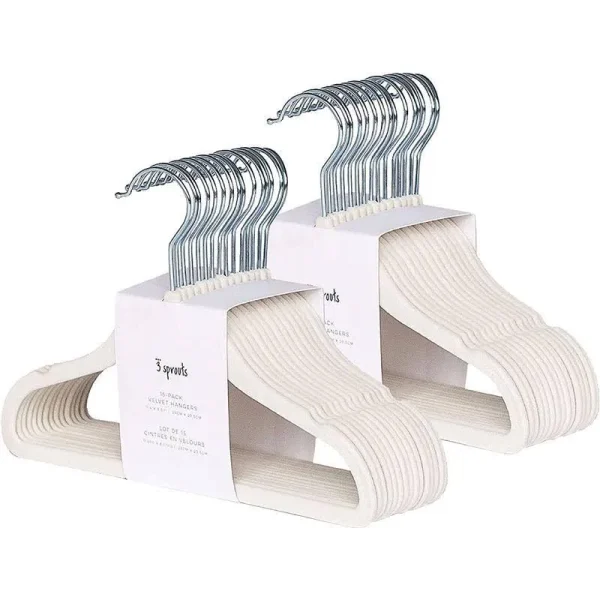 3 Sprouts - 15pk Baby Velvet Hangers, Cream