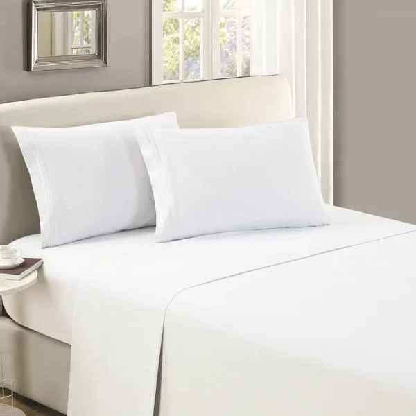Mellanni Flat Sheet Brushed Microfiber 1800 Bedding Collection Top Sheet - Wrinkle, Fade, Stain Resistant - Soft - 1 Flat Sheet Only - King, White