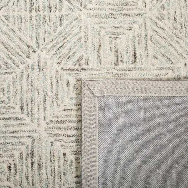 Linsly Geometric Hand Tufted Wool Ivory/Light Blue Area Rug Birch Lane Rug Size: Square 4'