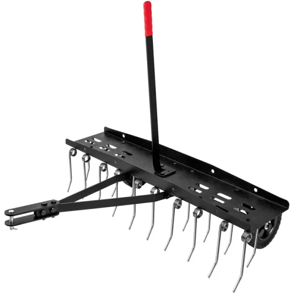 Phenoking 40-Inch Tow-Behind Dethatcher with 20 Spring-Loaded Tines, Steel Frame, Easy Assembly - Ideal for Thatch Removal and Soil Preparation
