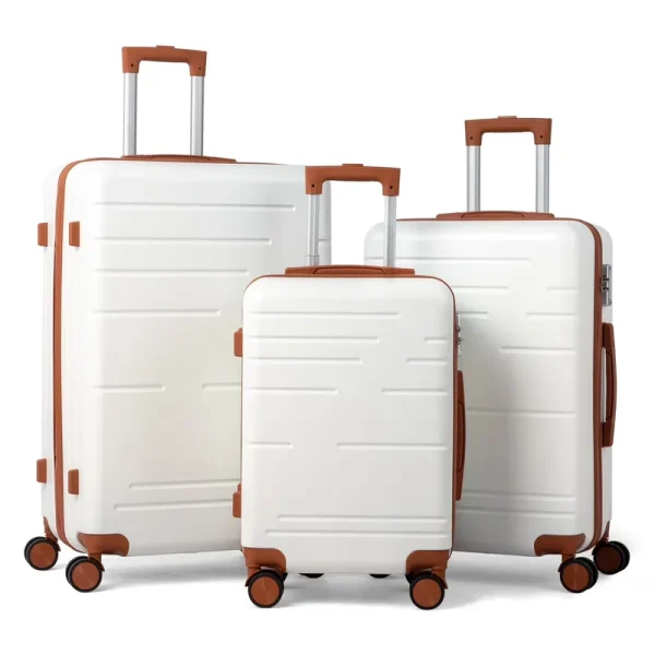 Zimtown Luggage 3 Piece Set Suitcase ABS Hardside Lightweight with TSA Lock Spinner Wheels, Beige