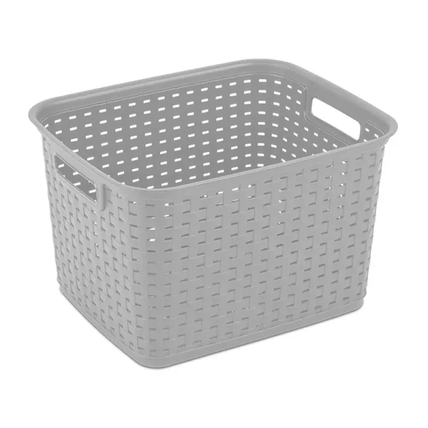 Case of 6 Cement Sterilite Tall Weave Baskets - 12.25" Wide - Grey