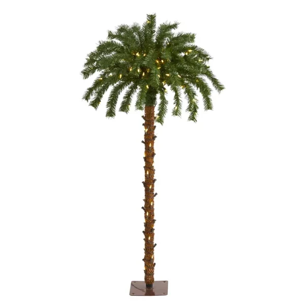 Nearly Natural 4ft. Christmas Palm Artificial Tree with 150 Warm White LED Lights