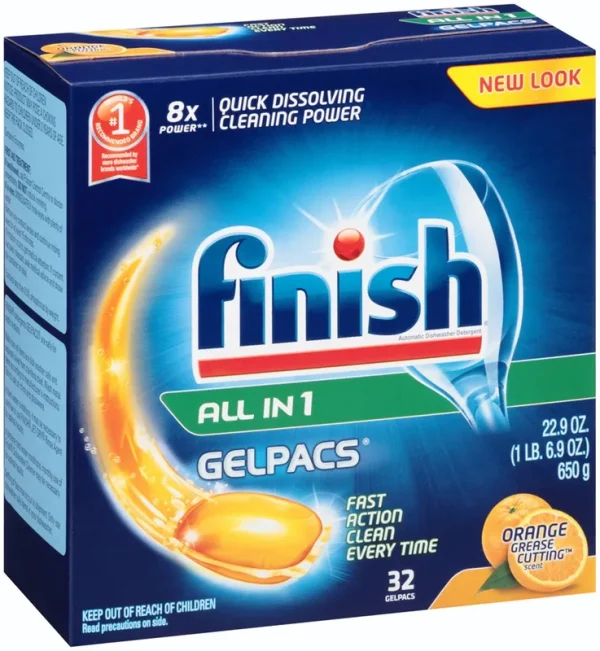 Finish Dish Detergent Gelpacs, Orange Scent - 32 count