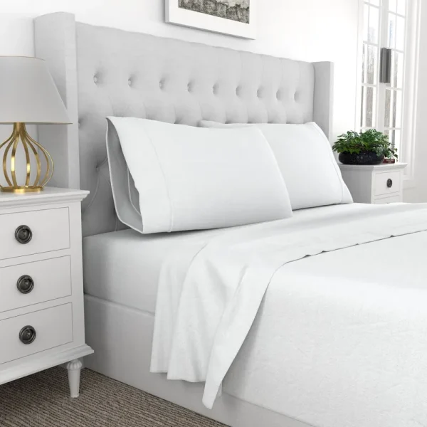 Color Sense 1200 Thread Count Cotton Blend Sheet Set, White, King Set
