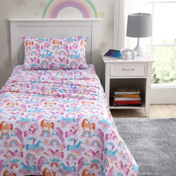 Poppy & Fritz Unicorn Ultra Soft Microfiber Sheet Set - Full Pink