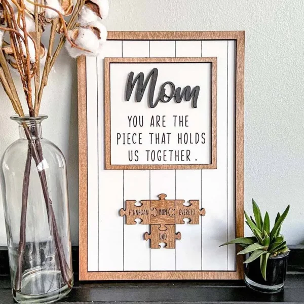 You Are The Piece That Holds US Together Puzzles Pieces Name Sign Personalised Mother's Day Gift