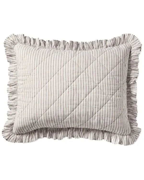 Serena & Lily Nantucket Stripe Linen Sham - Mink - Euro