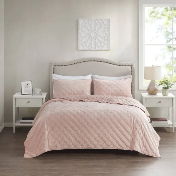 Better Homes & Gardens Embroidered Velvet King Sham, Blush, 2 Piece