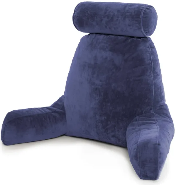 Husband Pillow - Big Bed Rest Reading Pillow - Backrest with Arms - Dark Blue