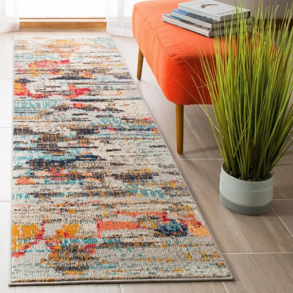 Gutierez Abstract Ivory/Orange Area Rug Bungalow Rose Rug Size: Runner 2' x 8'