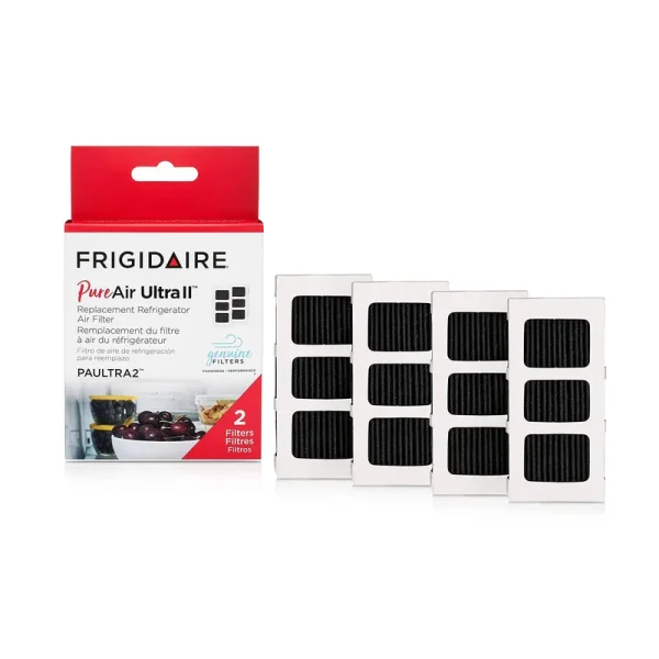 Frigidaire Paultra2 Pure Air Ultra II Refrigerator Air Filter with Carbon Technology to Absorb Food Odors, 3.8" x 1.8", 4 Count