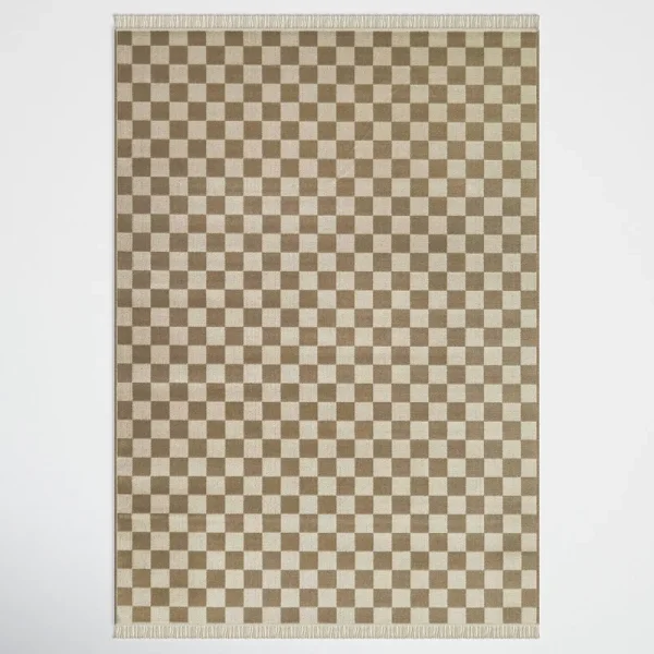 Habra Checkered Recycled Taupe / Ivory Rug Joss & Main Rug Size: Rectangle 5'3" x 7'