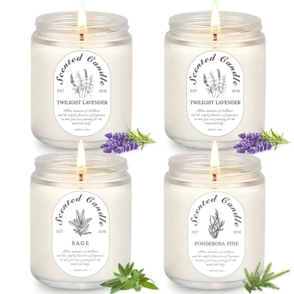 LOSNYA 4 Pack Candles for Home Scented, Lavender Candle, Aromatherapy Jar Candles, 28 oz 200 Hour Long Lasting Candles, Scented Candles Gift Set for