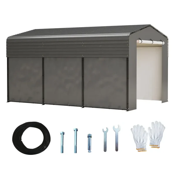 AECOJOY 10x15 FT Metal Carport Carports with Waterproof Cloth, Heavy Duty Galvanized Steel Roof