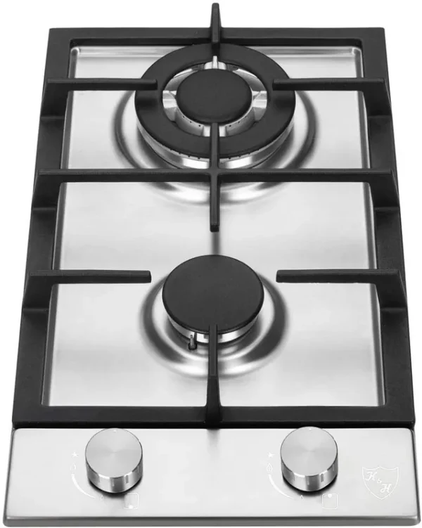 K&H SIGNATURE SERIES 2 Burner 12 in LPG/Propane Gas Stove Top Stainless Steel Surface Cast Iron Cooktop UL/ETL Certified 2 - SSW - LPG