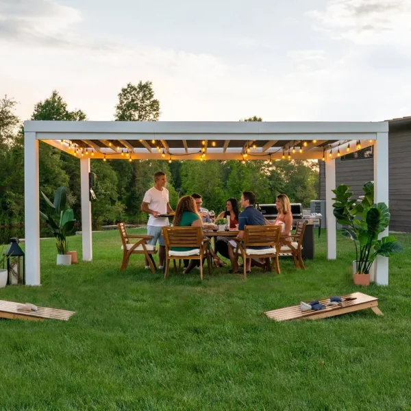 16x12 Windham Modern Steel Pergola with Sail Shade Soft Canopy