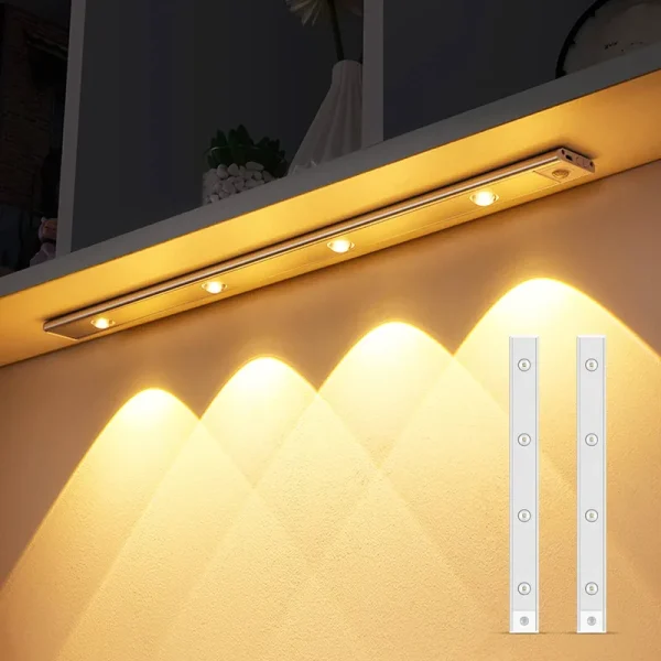 XPESUVC Under Cabinet Lights LED Motion Sensor Light Indoor, USB Rechargeable Closet Light, 3 Light Modes Stepless Dimming Hill
